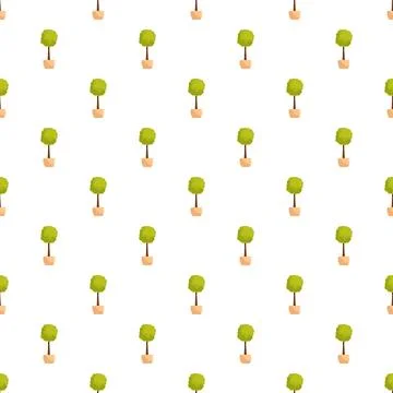 Green potted topiary trees seamless pattern wallpaper Illustrazione stock