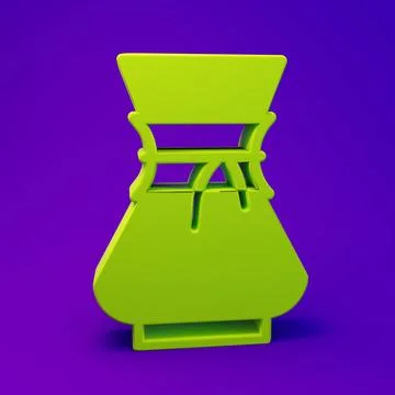 Green Pour over coffee maker icon isolated on purple-blue background. Alter.. Ilustração Stock