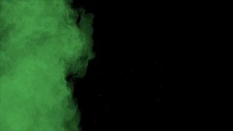 Green powder dust explosion. Slow motion movement from left engulfing screen Stock Footage 122448271