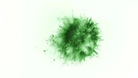 Green powder exploding on white background in super slow motion, shot with Stock Footage 84300125