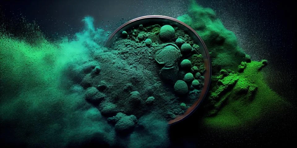 Green powder explosion abstract background. 스톡 일러스트