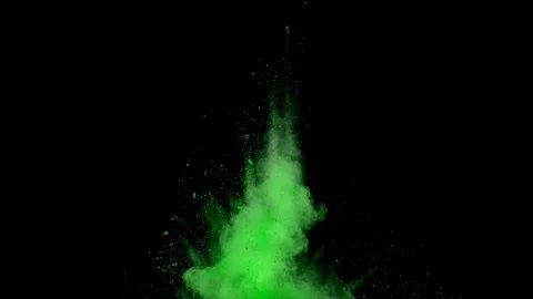 Green powder explosion on black background. Slow motion with acceleration Vídeo Stock 122451348