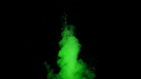 Green powder explosion on black background. Slow motion with acceleration Vidéo 122455904