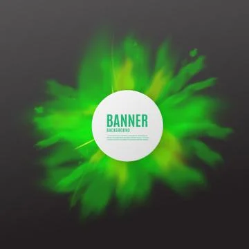 Green powder explosion poster with text template in circle frame Illustrazione stock