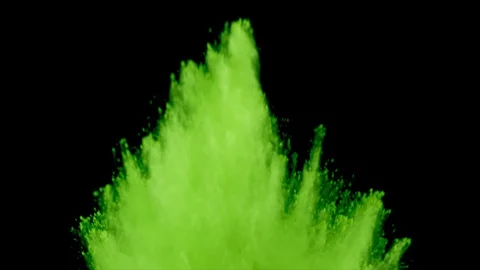 Green powder explosion. Slow motion movement of dust remains engulfing screen Stock Footage 122494138