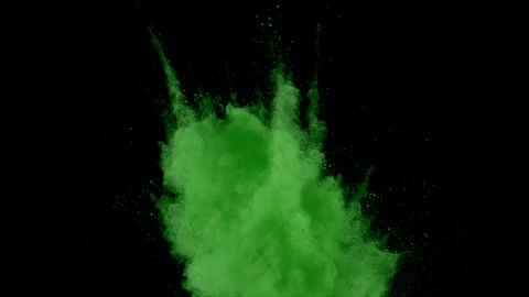 Green powder explosion. Slow motion movement of dust remains Stock Footage 122500204