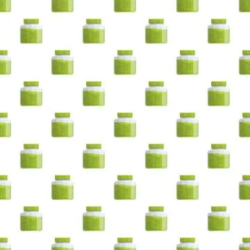 Green powder supplement jars repeating seamless pattern Stock Illustration