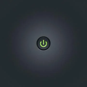 Green power button at bumped plastic surface with copy space Stock Illustration