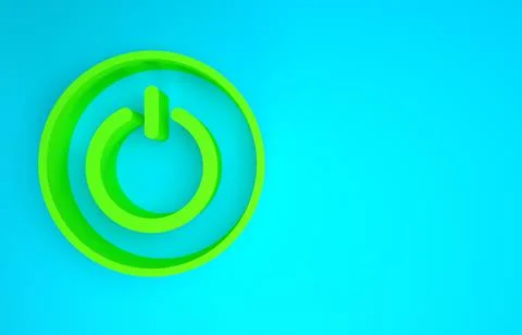 Green Power button icon isolated on blue background. Start sign. Minimalism c Stock Illustration