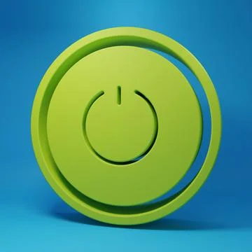 Green Power button icon isolated on blue background. Start sign. Minimalism.. Stock Illustration
