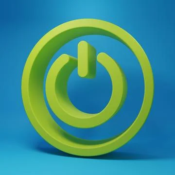 Green Power button icon isolated on blue background. Start sign. Minimalism.. Stock Illustration