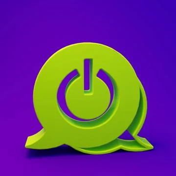 Green Power button icon isolated on purple-blue background. Start sign. Min.. Stock Illustration