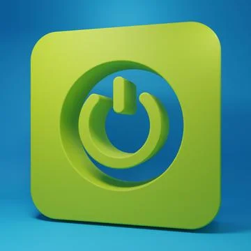 Green Power button icon isolated on blue background. Start sign. Minimalism.. Stock Illustration