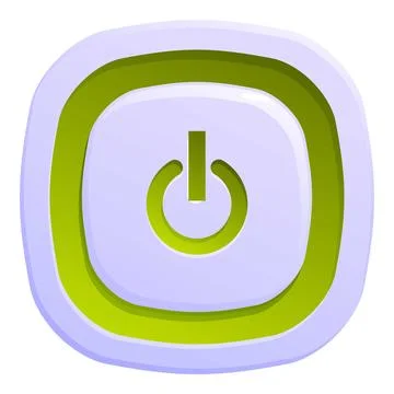 Green power button showing start or on symbol on soft rounded square Stock Illustration