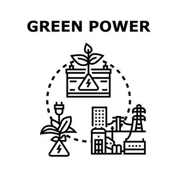 Green power clean energy generation and storage Stock Illustration