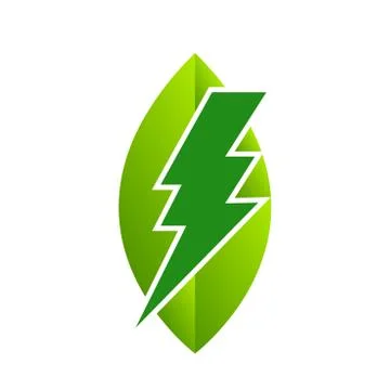 Green Power Energy Design Element thunder vector icon Stock Illustration