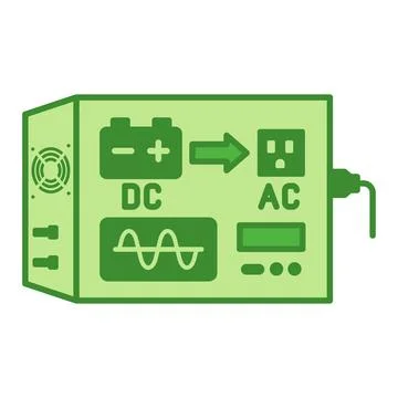 Green Power Inverter Icon. Vector Illustration. Device Converting Direct Cu.. Stock Illustration