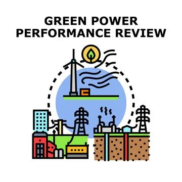Green power performance review vector concept illustration Stock Illustration