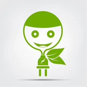 Green Power Plug connection logo.team work,Vector Illustration Illustrazione stock