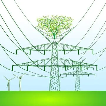 Green power pole Stock Illustration