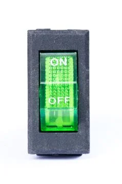 Green power switch button Stock Photos