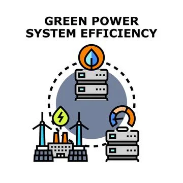 Green power system efficiency technology infrastructure creating energy Stock Illustration