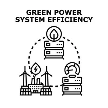 Green power system efficiency technology infrastructure creating energy Stock Illustration