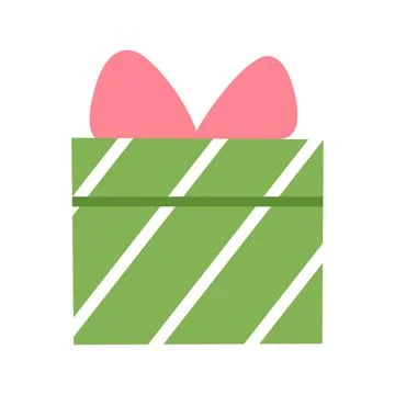 Green present flat icon isolated on white Stock Illustration