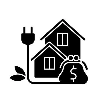 Green pricing program black glyph icon Illustrazione stock