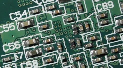 Green Printed Circuit Board PCB Macro Close-up Pan Stock Footage 56479579