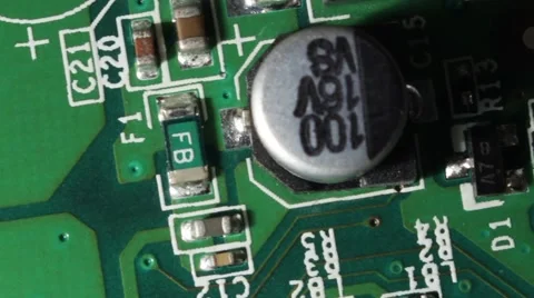 Green Printed Circuit Board PCB Macro Close-up Pan Stock Footage 56479826
