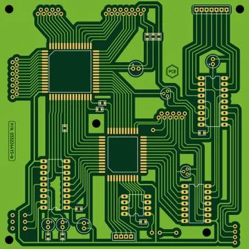 Green printed circuit board (PCB) Stock Illustration