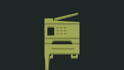 Green Printer icon isolated on black background. 4K Video motion graphic Stock Footage 235442804