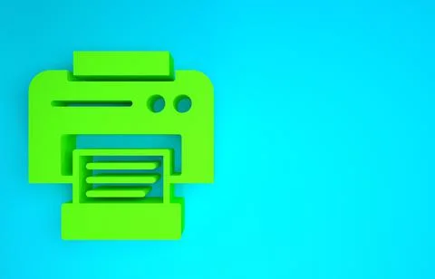 Green Printer icon isolated on blue background. Minimalism concept. 3d illust イラスト素材