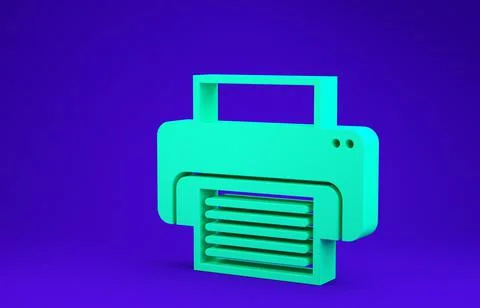 Green Printer icon isolated on blue background. Minimalism concept. 3d illust イラスト素材