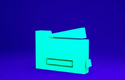 Green Printer icon isolated on blue background. Minimalism concept. 3d illust 스톡 일러스트