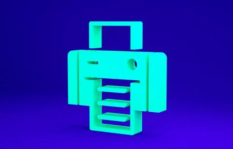 Green Printer icon isolated on blue background. Minimalism concept. 3d illust イラスト素材