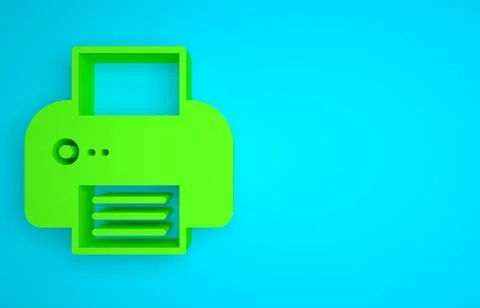 Green Printer icon isolated on blue background. Minimalism concept. 3D render イラスト素材