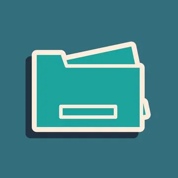 Green Printer icon isolated on green background. Long shadow style. Vector Stock Illustration