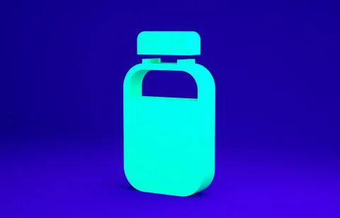 Green Printer ink bottle icon isolated on blue background. Minimalism concept Illustrazione stock