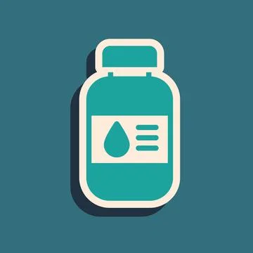 Green Printer ink bottle icon isolated on green background. Long shadow style 스톡 일러스트