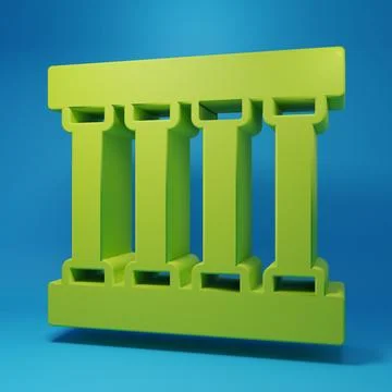 Green Prison window icon isolated on blue background. Minimalism concept. 3.. Ilustración de archivo