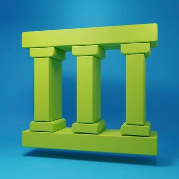 Green Prison window icon isolated on blue background. Minimalism concept. 3.. Ilustración de archivo