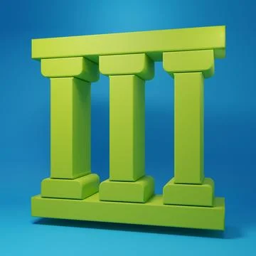 Green Prison window icon isolated on blue background. Minimalism concept. 3.. Stock Illustration