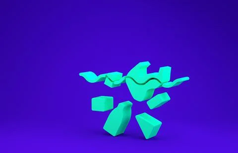 Green The problem of pollution of the ocean icon isolated on blue background. Illustrazione stock