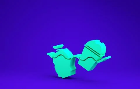 Green The problem of pollution of the ocean icon isolated on blue background. Stock Illustration