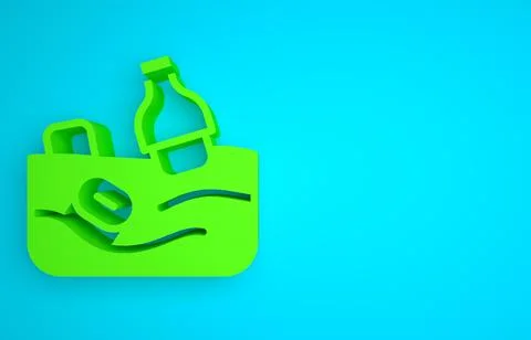 Green The problem of pollution of the ocean icon isolated on blue background Illustrazione stock