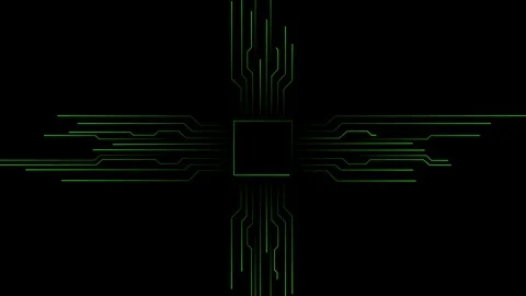 Green Processor Circuit Animation  Futuristic Technology Background Loop Stock Footage 318217843