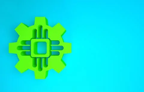 Green Processor icon isolated on blue background. CPU, central processing uni イラスト素材