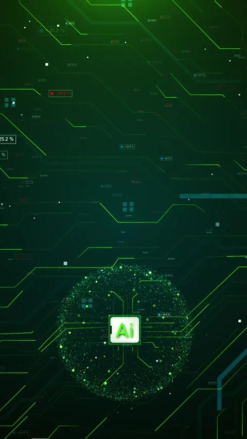 Green Processor Interface with Digital Data Signals Stock Footage 341042689